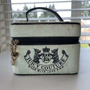 Juicy Couture Vintage Y2K Velour Leather Makeup Train Bag Case Scottie Dogs